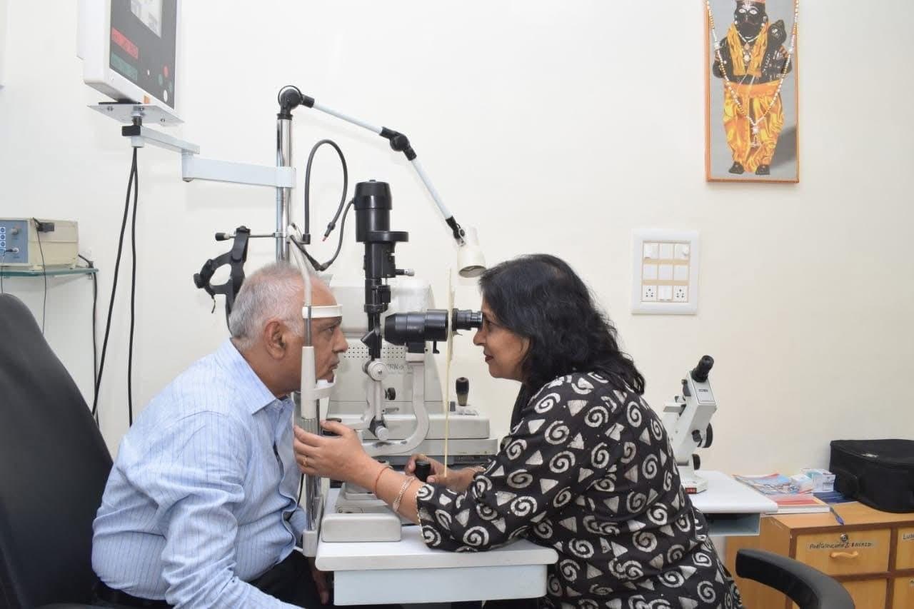 A patient's eye examination at BBSM Nursing Home, Raebareli